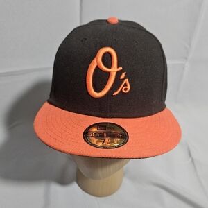New Era 59Fifty MLB Baltimore Orioles O's Black/Orange Fitted Hat - Size 7 1/8